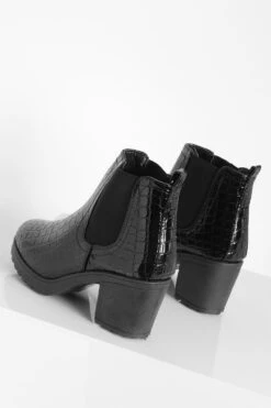 Kroko Chelsea-Stiefel Mit Blockabsatz -Nerf Verkäufe gzz35563 black xl 3