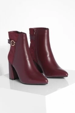 Stiefel Mit Blockabsatz Und Schnallen-Detail -Nerf Verkäufe gzz35874 burgundy xl 2
