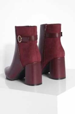 Stiefel Mit Blockabsatz Und Schnallen-Detail -Nerf Verkäufe gzz35874 burgundy xl 3
