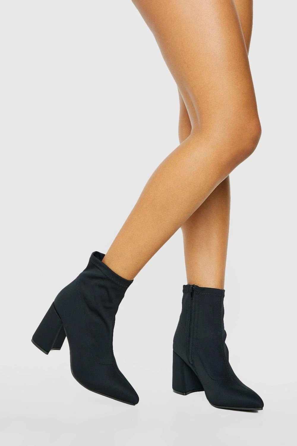 Breite Passform Neopren Stretch Socken-Stiefel Mit Blockabsatz 4 Breite Passform Neopren Stretch Socken-Stiefel Mit Blockabsatz – Bild 2