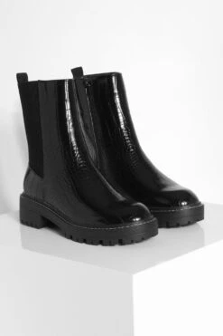 Kroko Chelsea-Stiefel Mit Detail -Nerf Verkäufe gzz37134 black xl 2