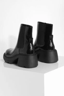 Klobige Lack-Chelsea-Stiefel Mit Blockabsatz -Nerf Verkäufe gzz37136 black xl 3