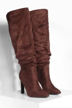 Weite Kniehohe Stiefel Mit Gerafftem Detail -Nerf Verkäufe gzz37221 chocolate xl 2