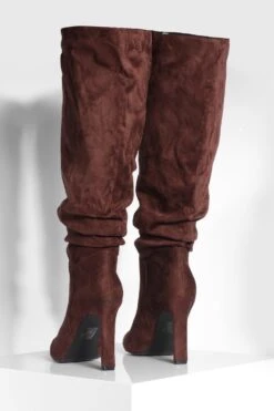 Weite Kniehohe Stiefel Mit Gerafftem Detail -Nerf Verkäufe gzz37221 chocolate xl 3