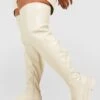 Weite Klobige PU-Overknee-Stiefel -Nerf Verkäufe gzz37223 ecru xl