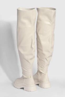 Weite Klobige PU-Overknee-Stiefel 9 Weite Klobige PU-Overknee-Stiefel -Nerf Verkäufe gzz37223 ecru xl 3