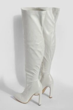 Breite Passform Spitze PU Overknee-Stiefel 9 Breite Passform Spitze PU Overknee-Stiefel -Nerf Verkäufe gzz37225 cream xl 3