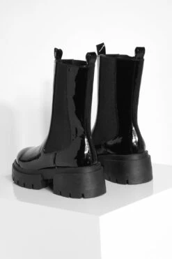 Breite Passform Klobige Lack-Stiefel -Nerf Verkäufe gzz37235 black xl 3