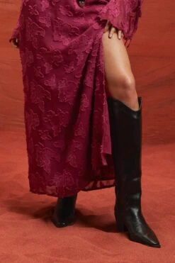 Kniehohe PU Western Cowboy-Stiefel Mit Absatz