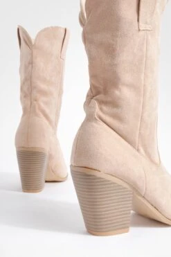 Western Cowboy-Stiefel Mit Metall-Detail 9 Western Cowboy-Stiefel Mit Metall-Detail -Nerf Verkäufe gzz38561 taupe xl 3