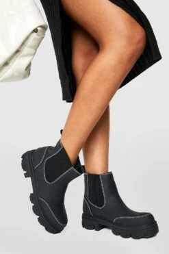 Gummi Chelsea-Stiefel Mit Klobiger Sohle