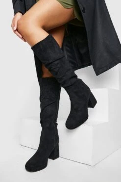 Spitze Kniehohe Stiefel Mit Blockabsatz