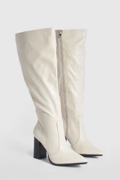 Breite Passform Kniehohe Spitze Stiefel -Nerf Verkäufe gzz41550 cream xl 2