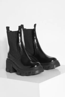 Kroko Chelsea-Stiefel Mit Klobigem Absatz -Nerf Verkäufe gzz41712 black xl 2