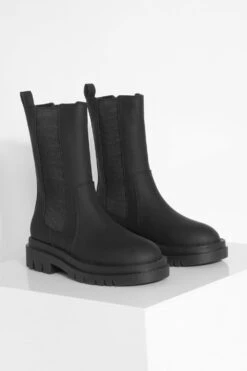 Breite Passform Wadenhohe Gummi Chelsea-Stiefel Mit Klobiger Sohle -Nerf Verkäufe gzz41779 black xl 2