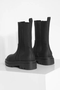 Breite Passform Wadenhohe Gummi Chelsea-Stiefel Mit Klobiger Sohle -Nerf Verkäufe gzz41779 black xl 3