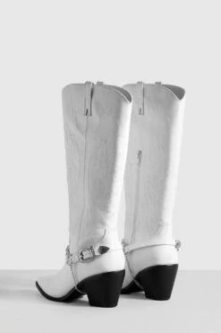 Bestickte Western Cowboy-Stiefel Mit Schnallen-Detail -Nerf Verkäufe gzz42796 white xl 3