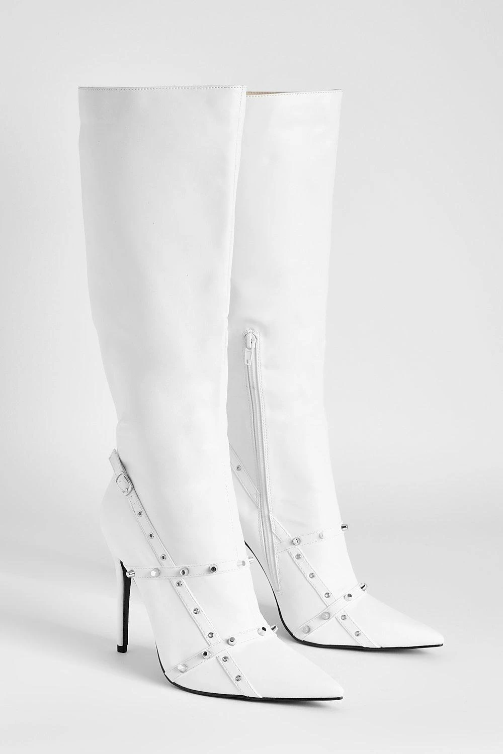 Kniehohe Stiletto-Stiefel Mit Nieten-Detail 5 Kniehohe Stiletto-Stiefel Mit Nieten-Detail – Bild 3
