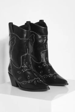 Western Cowboy-Stiefel Mit Kontrast-Lasche -Nerf Verkäufe gzz44837 black xl 2