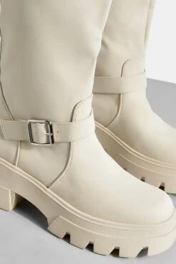 Kniehohe Gummi-Stiefel Mit Schnalle -Nerf Verkäufe gzz47660 cream xl 3
