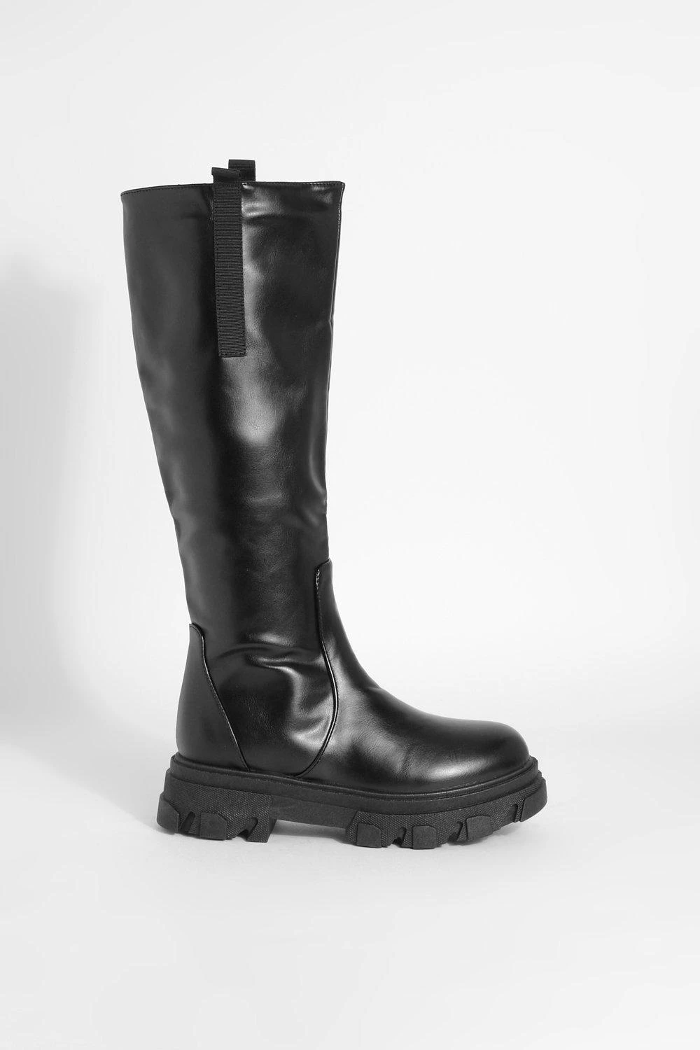 Breite Passform Klobige Kniehohe Chelsea-Stiefel 4 Breite Passform Klobige Kniehohe Chelsea-Stiefel – Bild 2