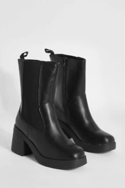 Breite Passform Chelsea-Stiefel Mit Elastischem Einsatz Und Klobigem Absatz 8 Breite Passform Chelsea-Stiefel Mit Elastischem Einsatz Und Klobigem Absatz -Nerf Verkäufe gzz49028 black xl 2