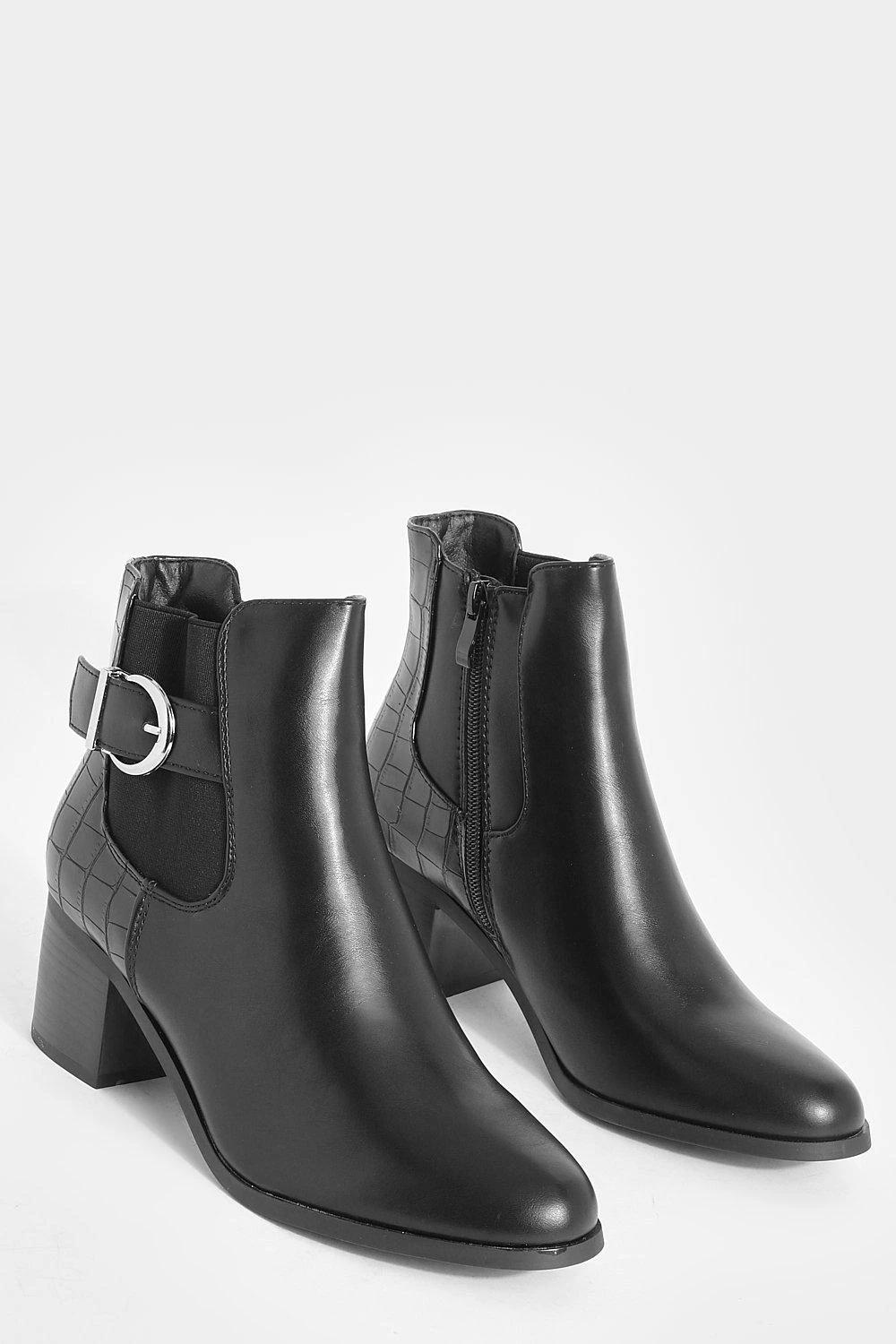 Kroko Chelsea-Stiefel Mit Schnallen-Detail Und Absatz 5 Kroko Chelsea-Stiefel Mit Schnallen-Detail Und Absatz – Bild 3