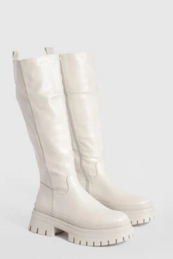 Kniehohe Chelsea-Stiefel Mit Klobiger Sohle -Nerf Verkäufe gzz49325 ecru xl 2