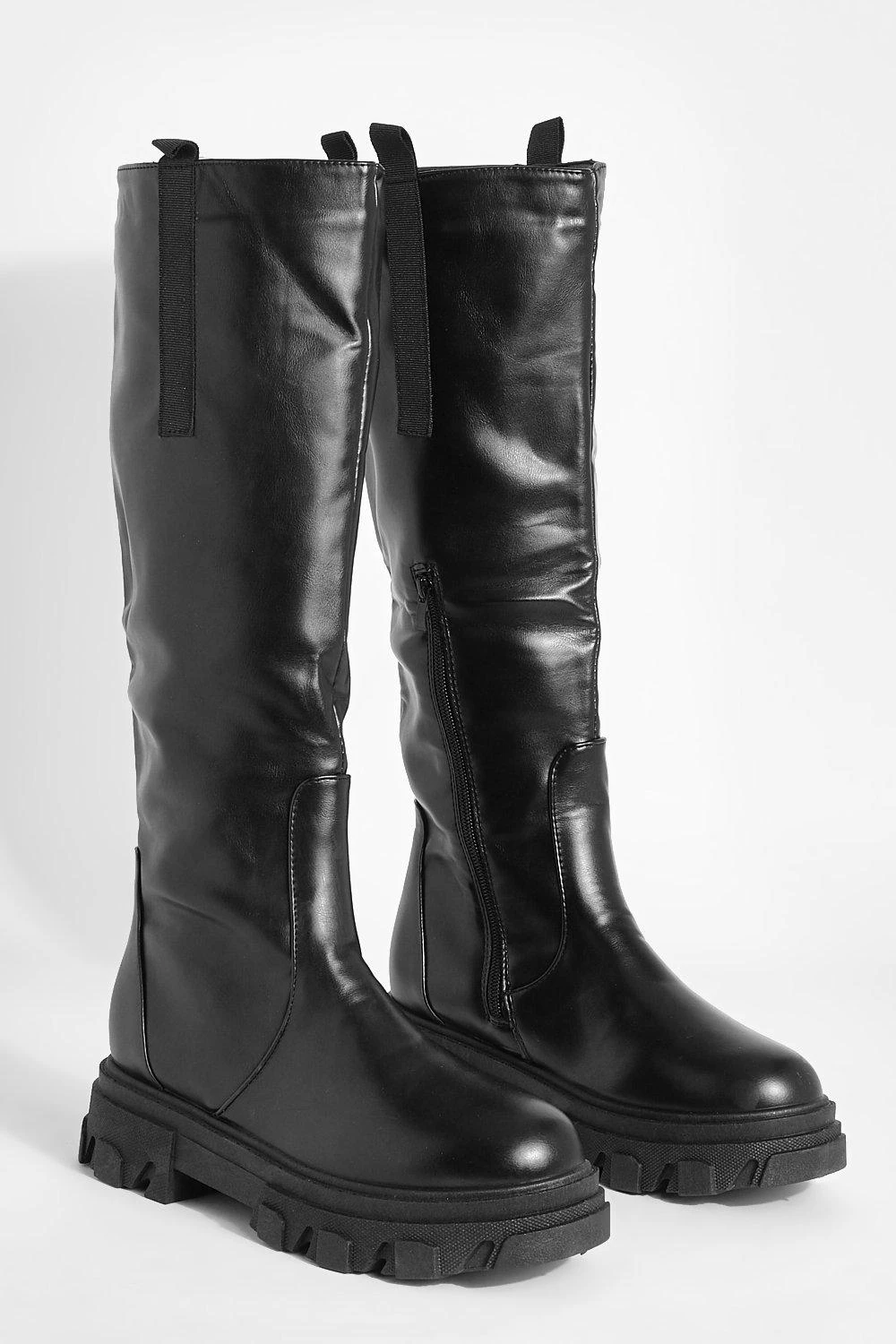 Klobige Kniehohe PU Chelsea-Stiefel 5 Klobige Kniehohe PU Chelsea-Stiefel – Bild 3