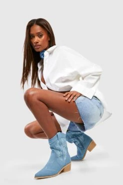 Denim Western-Stiefel