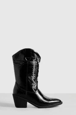 Kunstleder Western Cowboy-Stiefel Mit Kontrast-Naht -Nerf Verkäufe gzz58281 black xl 1