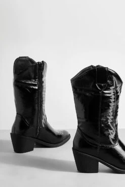 Kunstleder Western Cowboy-Stiefel Mit Kontrast-Naht -Nerf Verkäufe gzz58281 black xl 3