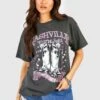 Oversize T-Shirt Mit Nashville Cowboy-Stiefel Print